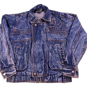 Vintage 90’s Cortini acid wash denim jacket youth size 7